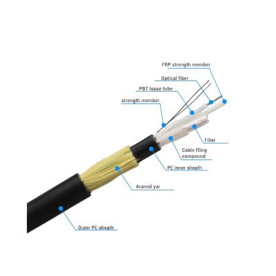 China FTTH ADSS Double Sheath Outdoor Fiber Optic Cable 12/24/48/96 Cores (G652D) SPAN 100-200m Good Price Factory OEM for sale