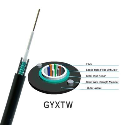 China Single PE Sheath CATVSCOPE GYXTW Outdoor Armored Fiber Optic Cable 2-24 Core Single Mode Fiber Optic Cable Price for sale