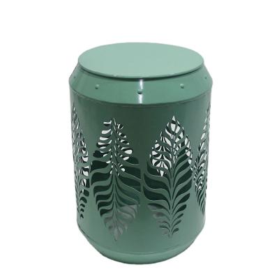 China Durable Special Widely Used Design Green Metal Hollow-out Customized Modern Garden Stool for sale