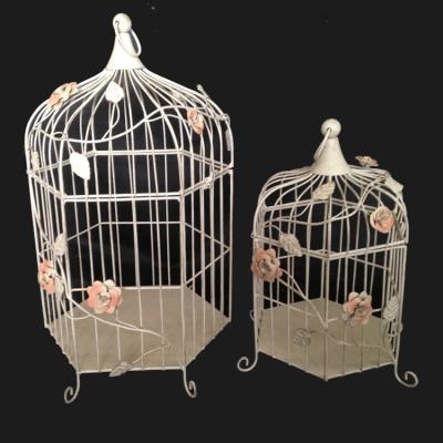 China Farm Parrot Pet Wrought Iron Vintage Metal Animal Portable Breeding White Bird Cage for sale