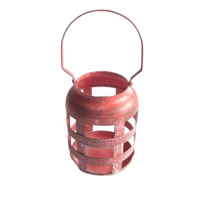 China Home Decoration Outdoor Hanging Candle Metal Iron Red Lantern For Patio Landscape Backyard for sale