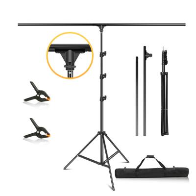 China Foldable 2.6*1.5m /2*1.5m T Shape Photo Studio Background Support Stand Backdrop Crossbar Bracket Kit with Clips for sale