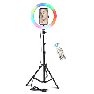 China ABS RGB LED Ring Light 10 inch extra light lamp for living current with light stand for sale