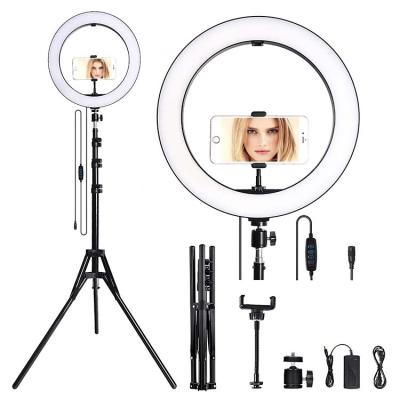 China ABS 336pcs lamp bulbs 35w ringlight 3200k/5600k 14 inch beauty fill make up tik tok live led ring light with mirror for sale