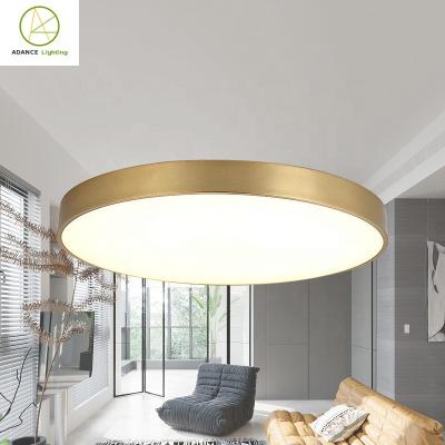 China Noble and elegant lead lighting European style copper decorative dimming tricolor antique 42W round led pendant ceiling light for sale