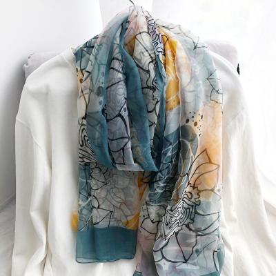 China Silk Embroidered Silk Embroidered Long Scarf Autumn And Winter Outside The Wild Turn Shawl Scarves With Gift Box for sale