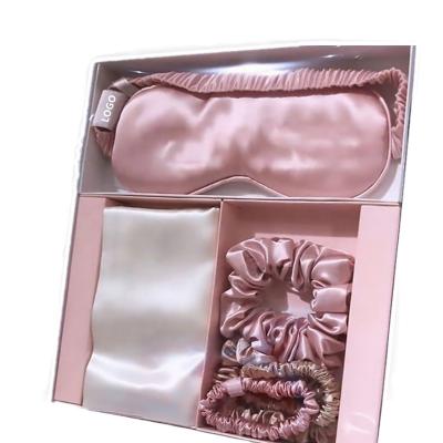 China Non-Toxic Custom Gift Box Packing Pillowcase High Quality Silk Eye Mask Scrunchies Gift Sets For Wholesale for sale