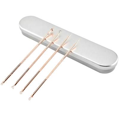 China Life Time Can Be Popular Fashion Used Stainless Steel Rose Gold 4 Pcs Acne Needle Set Case Multifunctional Mini Blackhead And Acne Needles for sale