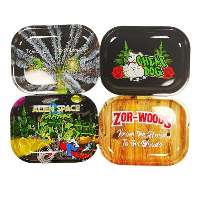 China 2021 new empty tinplate 7*5.5 inch single rolling tray in good price good quality stock metal smoking tray for sale