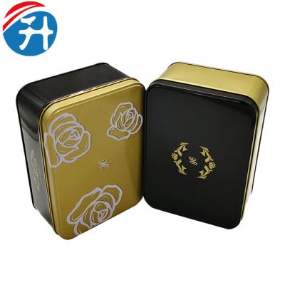 China Embossing Cookie Rectangle Cake Box For Baking Personalized Cookie Tins Metal Tin Boxes Black for sale