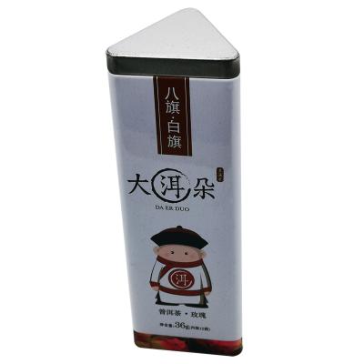 China Custom food container metal tea cans gift printing and logo chinese factory triangle tin box packaging for tea/coffee for sale