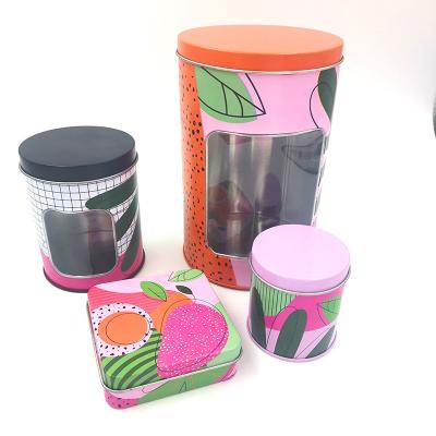 China Cute Round/Square Metal Boxes Collectibles Tin Boxes Transparent Tins Window on Body for sale