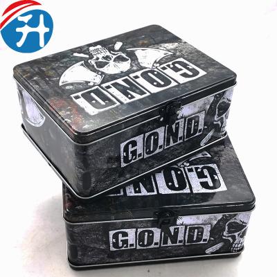 China Various Materials Tin Boxes Greeting Card Sewing Kit Skull Metal Cases With Reused Latch for sale