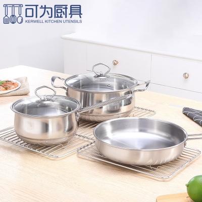 China Sustainable Stainless steel set pot thickened milk soup frying pan kitchen pot Stainless Steel Cookware Set for sale