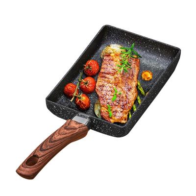 China Sustainable Japanese style small frying pan Yuzi burning pot Maifan stone square non stick pan Frying Pan for sale