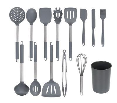 China 14 Piece Set Silicone Stainless Steel Handle Sustainable Silicone Kitchenware for sale