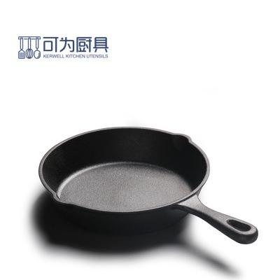 China General use for gas stick cast iron and non induction cooker cookware with spout round fraing pan for sale