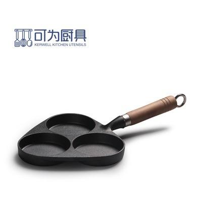 China General Use For Gas Cast Iron And Induction Cooker Mini Omelet Pan With Handle Cast Iron Wood Frying Pan for sale