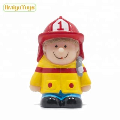 China Squeezes And Water Spraying BPA Free Vinyl Firefighter Toy Set For Bath Time for sale