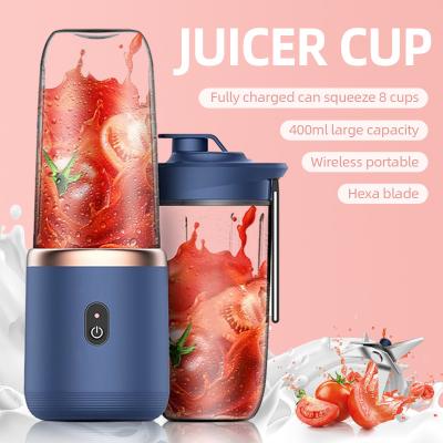 China Portable Household 6 Blades Rechargeable Blender Fruit Automatic Ice Cream CrushCup Mini Electric Juicer Cup USB Blender for sale