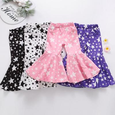 China Wholesale Children's Jeans Girls Breathable Star Printed High Elastic Rocket Bell Bottoms for sale