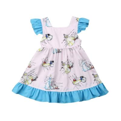 China Beautiful dresses 2021 summer breathable fashion RTS boutique solid color children's clothing models for sale