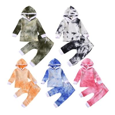 China Winter children's casual clothing sets medium and small children tie-dye hooded sweater costume fashion girl's long sleeve suit for sale