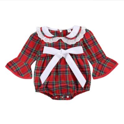 China 95% Cotton Newborn Designers Falls 100% Luxury Girl Clothes 12 Months Long Sleeve Cotton Baby Plaid Overalls for sale