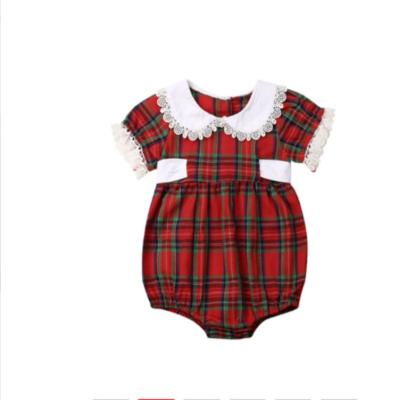 China 95% Cotton Long Sleeve Cotton Onesie Newborn Red Christmas Checked Baby Romper for sale