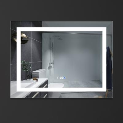 China Modern Home Frameless Rectangle Bathroom Mirror Bath Wall Magnifying Led Backlit Decorative Lighted Mirror for sale