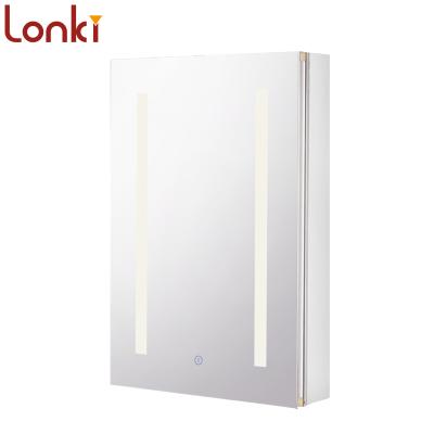 China With Light 2 LED Faced LED Bright Bathroom Mirror Cabinet Quality Aluminum Light Up Vanity Mirror Cabinet Make Up Mirror Cabinet for sale