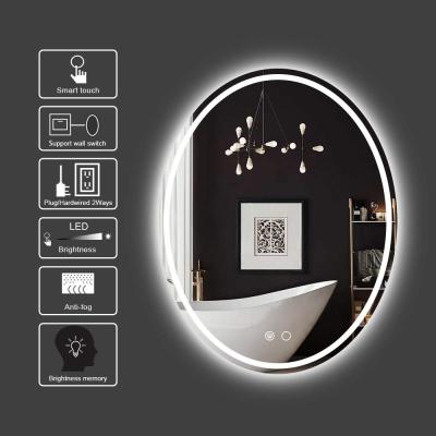 China Wholesale Bathroom LED Oval Fog Light Mirror HD Multifunctional Lighted Makeup Mirror From Factory for sale