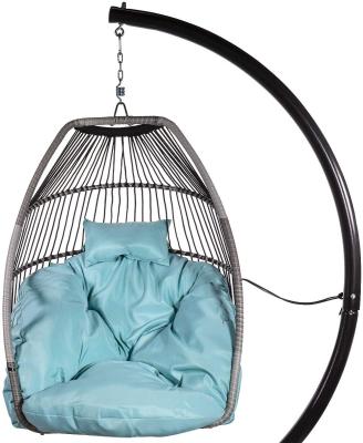 China Modern Indoor Outdoor Teardrop Wicker Drop Chair Hanging Egg Chair With Stand for sale