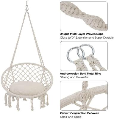 China Modern Patio Observer Hammock Chair Hanging Macrame Swing with Cushion and Hardware Kits for sale