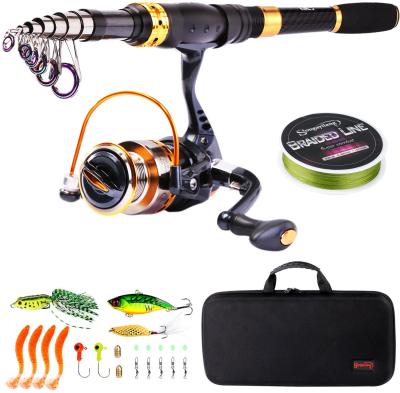 China Outdoor Fishing Rod Combos with Telescopic Spinning Fishing Pole Reels Fishing Carrier Bag for Travel Saltwater Freshwater for sale