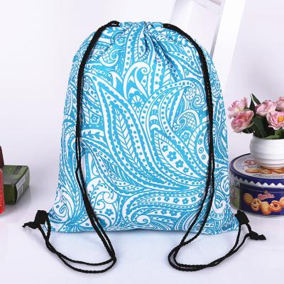 China Drawstring Customized Flower Leaves Design Heavy Duty Polyester Nylon Drawstring Bag for sale