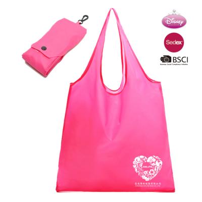 China Custom Eco Folding Recycle Reusable Grocery Tote Bag Nylon Foldable Polyester for sale