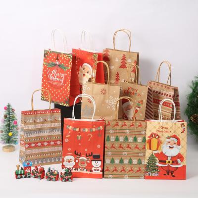 China Reusable Christmas Wrapping Paper Bag Santa Claus New Year Party Gift Wrapping Handbag For Christmas Day Gift for sale