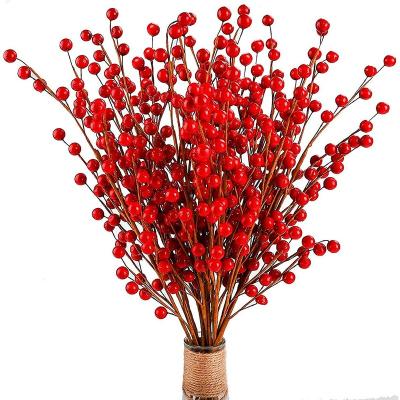 China Berry Stems Burgundy Great Ceremony Artificial Red Christmas Tree Decorations Eco-Friendly Christmas Tree Decorations Opens Wedding Holidays for sale