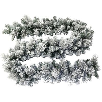 China Free Sample Stocked Christmas Artificial Snow PVC Tips 9Ft Flocked Mixed Pvc&Pine Needle Extension For Wreath for sale