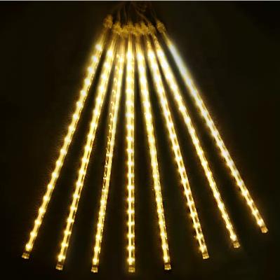 China Christmas Holiday Solar Meteor Shower Lights Outdoor 30cm 8 Warm White Tube 144 LED Lights Falling Rain Lights Outdoor for sale