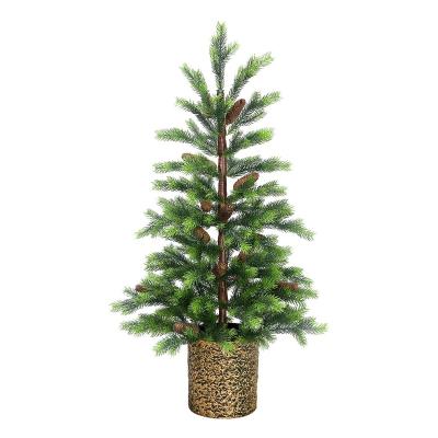 China Mixed Tips 3 Feet Non-lit 950510 Mixed Top Fresh Artificial Plastic Urn Tree Pot Supplier Fresh Top Artificial Plastic Tree Pe Tree Light Green Gold Color 950510 for sale