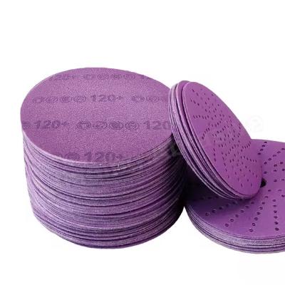 China Round Purple Ceramic Hook and Loop Sandpaper Disc for Film Sanding for sale