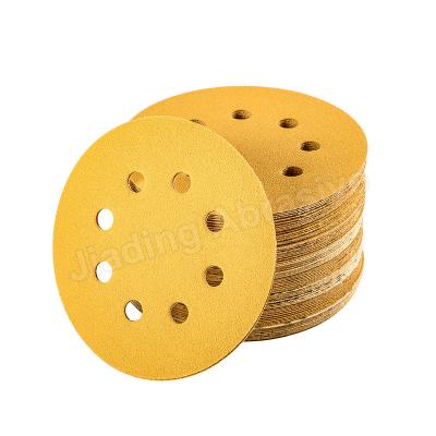 China Customized Support ODM 150mm 6 Holes Gold Alumina Sanding Disc for Car Putty Grinding for sale