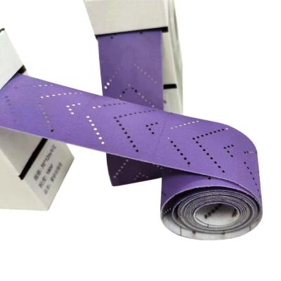 China 70 mm x 12 m Purple Ceramic Multi Holes Sanding Paper Sheet Roll with Abrasive Material for sale