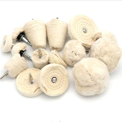 China Metal Polisher Tools Set for 6mm Shaft 6pcs Cone/Cylindrical/Mushroom Shape Cotton Wheels for sale