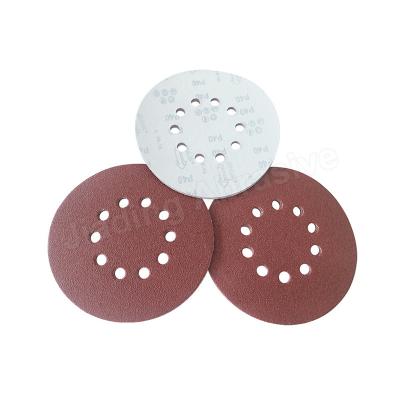 China Schleifscheibe 125mm 120 Grit Hook und Ring Grinder Rundrot 5 Zoll 8 Löcher zu verkaufen