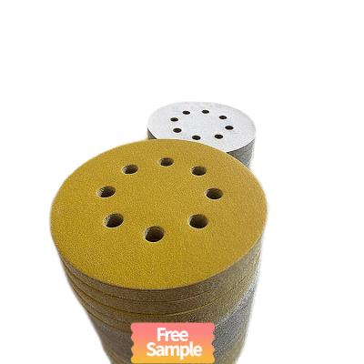 China Automotive Grinding Sandpaper with Yellow Flocking Round Sanding Disc and Hook Loop for sale