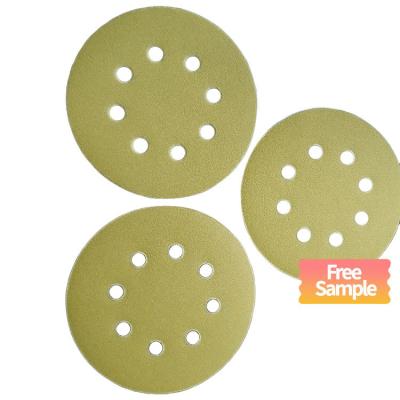 China Hook Loop Discs 6 inch Yellow Round Sanding Disc for Professional Automotive Grinding for sale