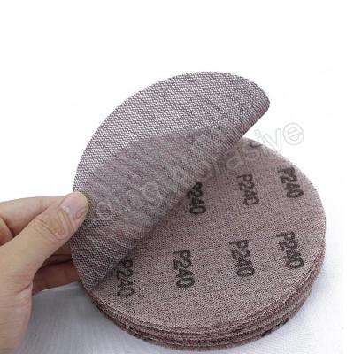 China 5 Inch Hook Loop Sanding Discs for Metal Wood Steel Red Assort Grit Dust Free Abrasive for sale